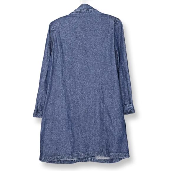 Vintage Denim Blazer Trench Jacket With Pockets - Picture 3 of 5